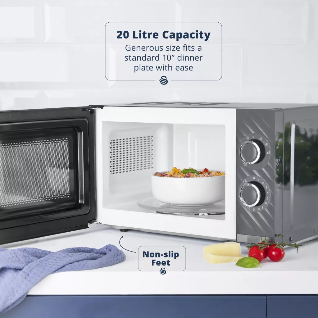 Swan Windsor 20 Litre 800W Grey Manual Microwave - SM4424GRY