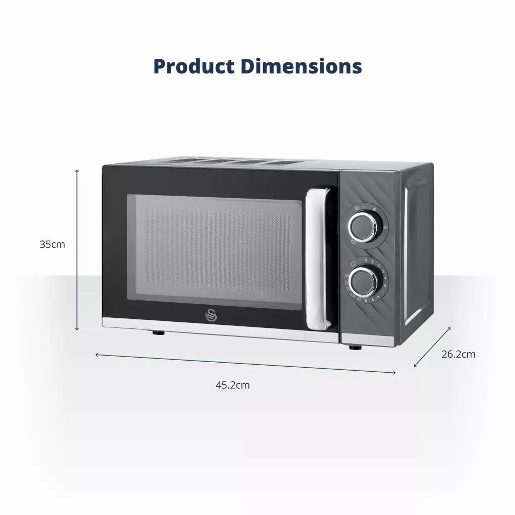 Swan Windsor 20 Litre 800W Grey Manual Microwave - SM4424GRY