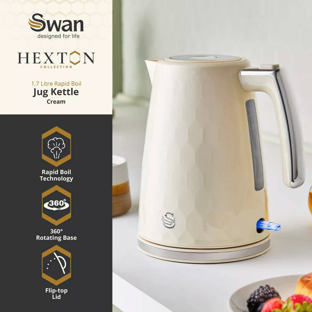 Swan Hexton 1.7L 3KW Cream Jug Kettle
