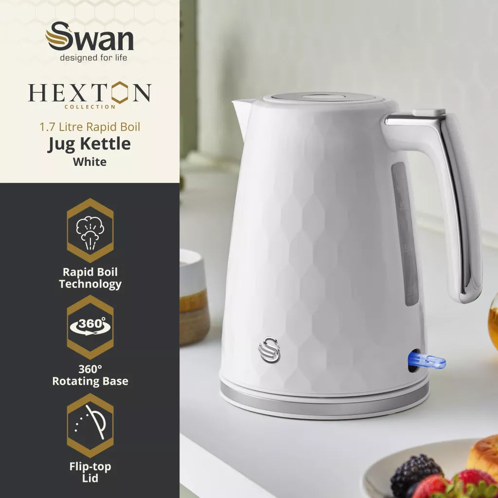 Swan Hexton 1.7L 3KW White Jug Kettle