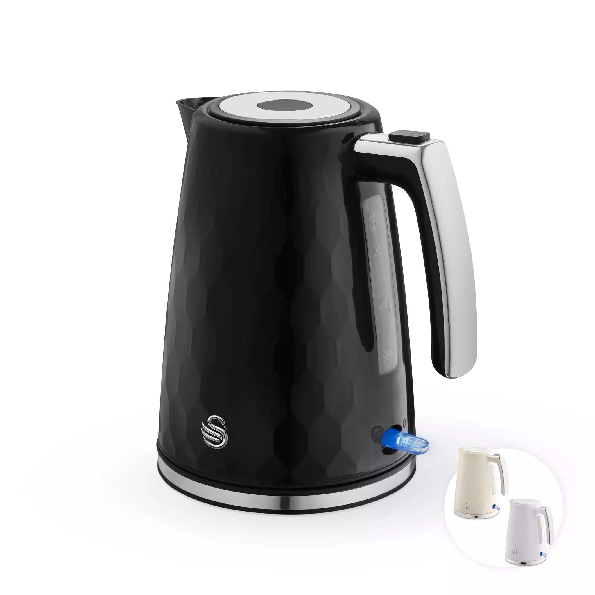 Swan Hexton 1.7L 3KW Black Jug Kettle