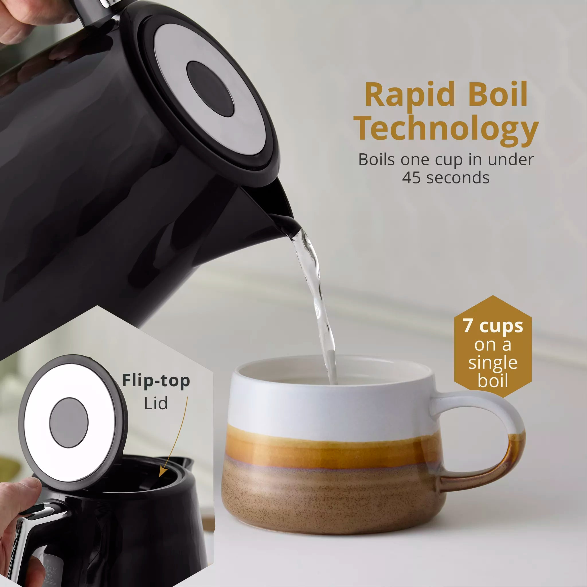 Swan Hexton 1.7L 3KW Black Jug Kettle