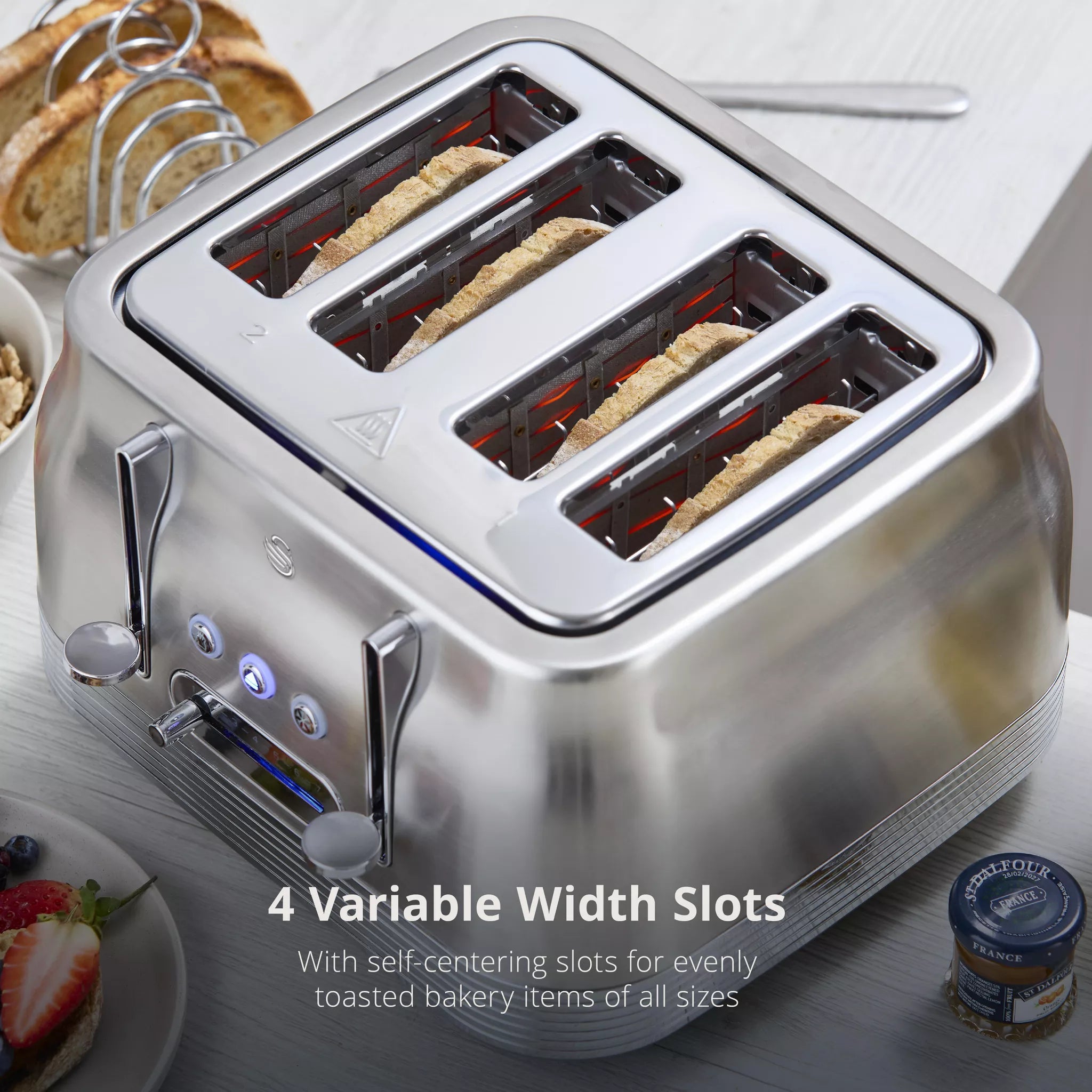 Swan Retro Stainless 4 Slice Toaster