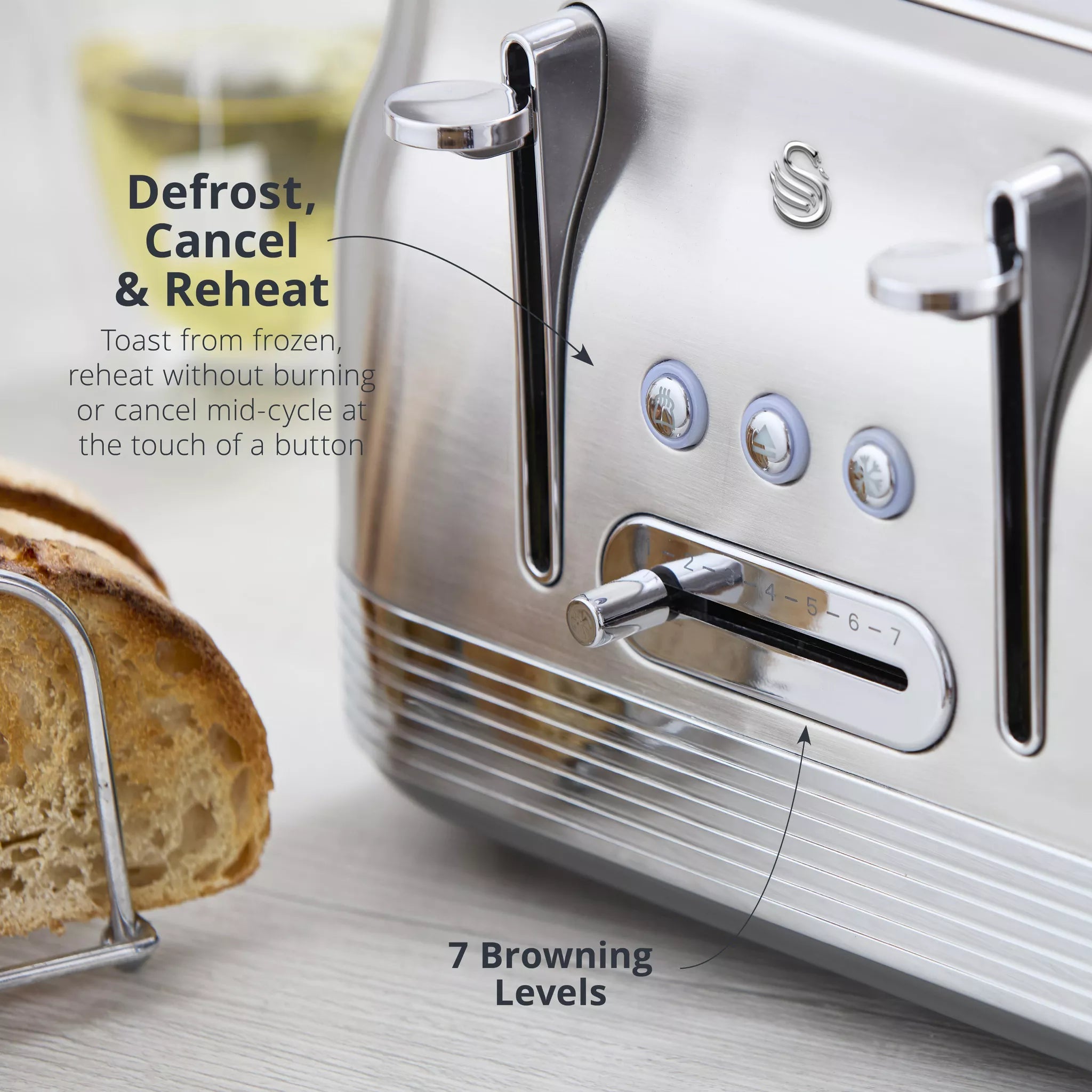Swan Retro Stainless 4 Slice Toaster