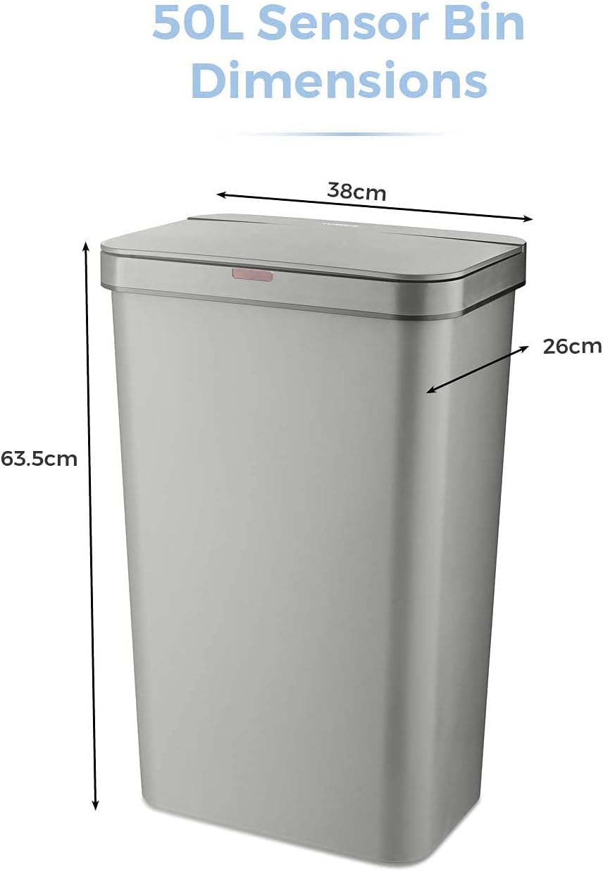 Tower 50L Sensor Bin - Grey