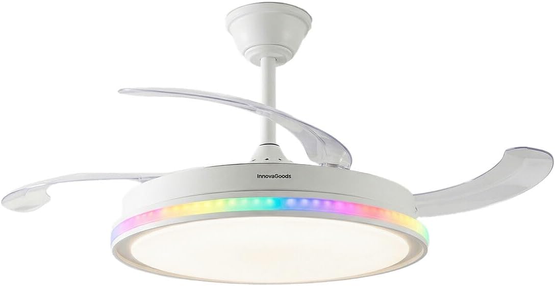 Ceiling Fan with LED Light, 4 Retractable Blades and Remote Control InnovaGoods