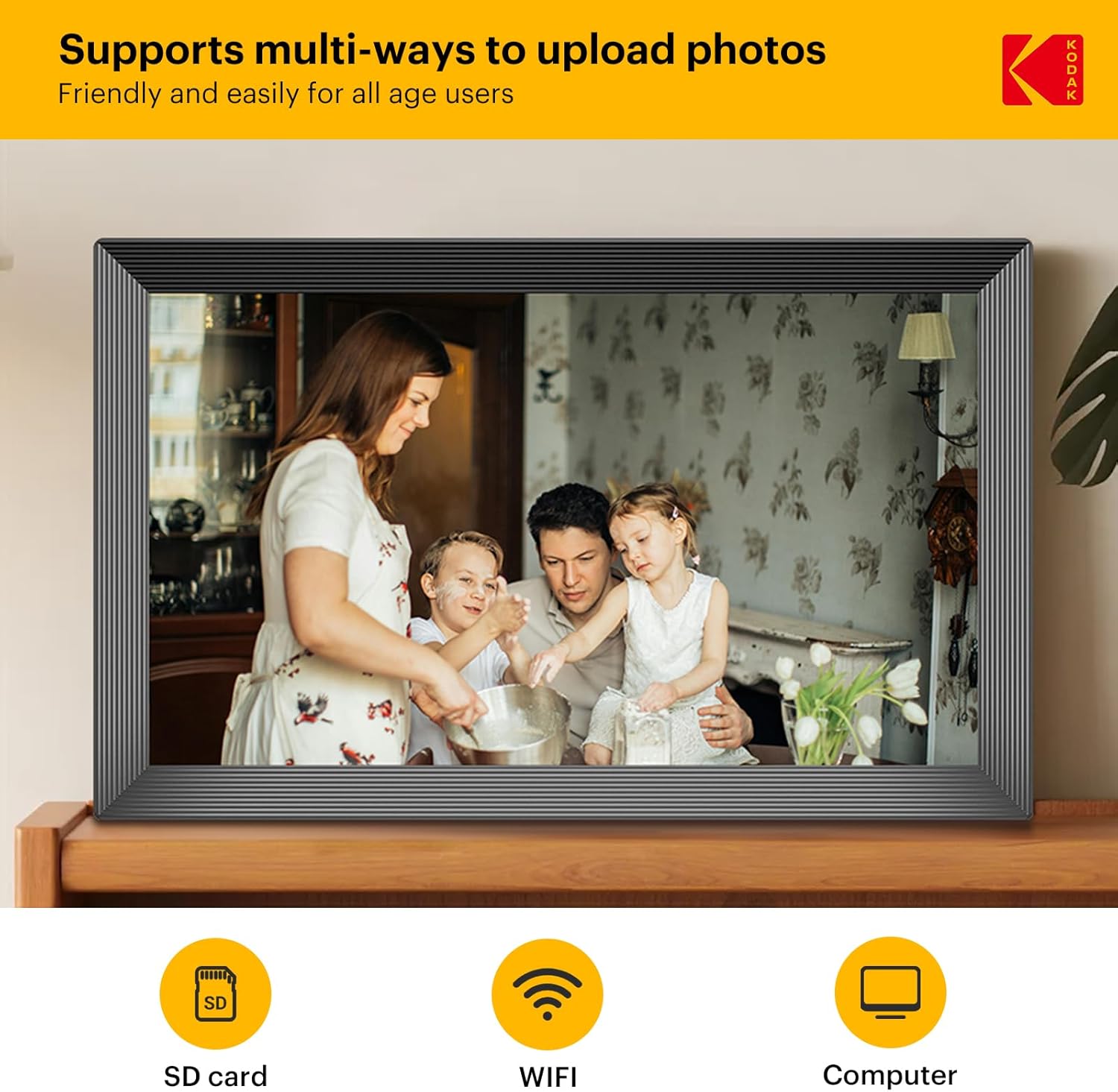 Kodak 15.6 Inch Wifi Digital Photo Frame - Black - RCF1561PBL