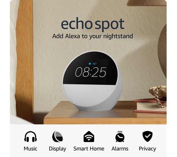 Amazon Echo Spot Smart Alarm Clock with Alexa - 2024