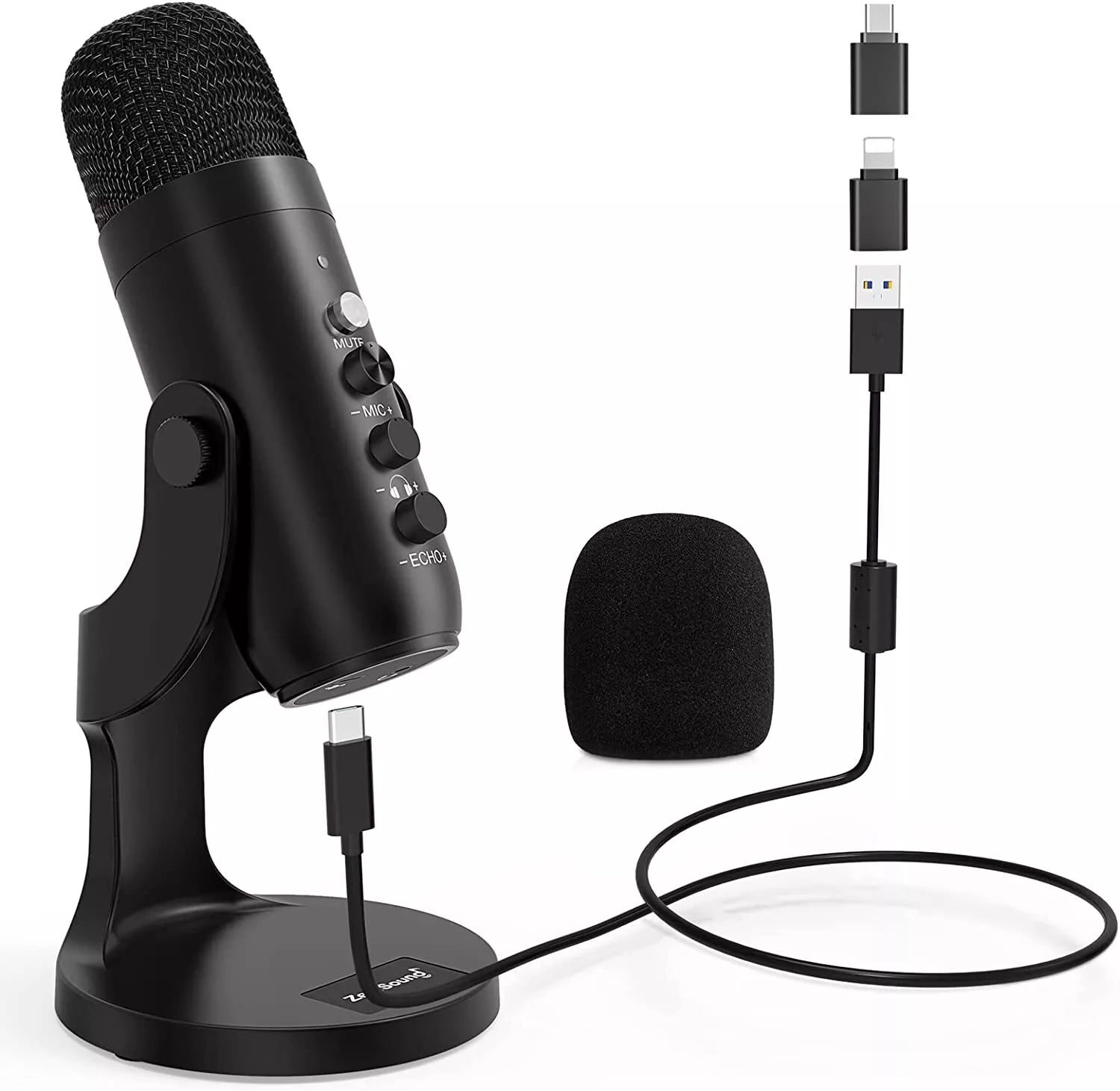 USB Microphone Studio Gaming Mic - K66 Black