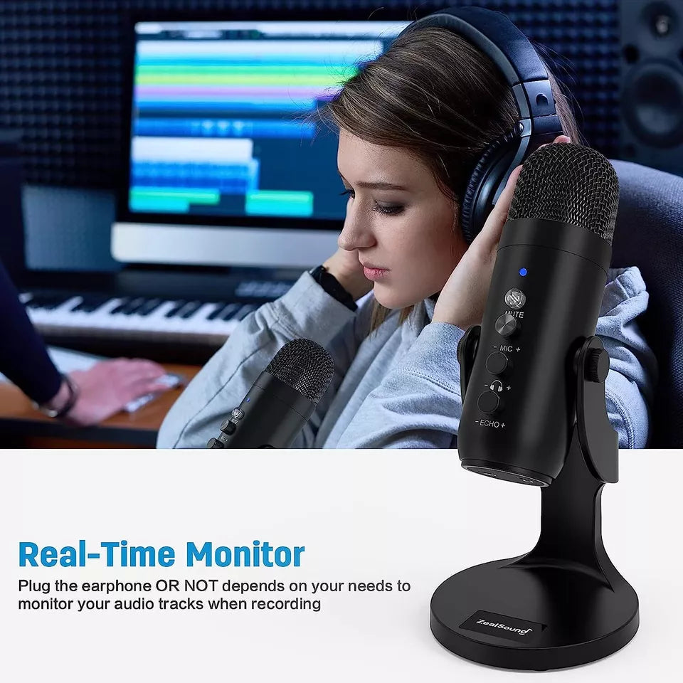 USB Microphone Studio Gaming Mic - K66 Black