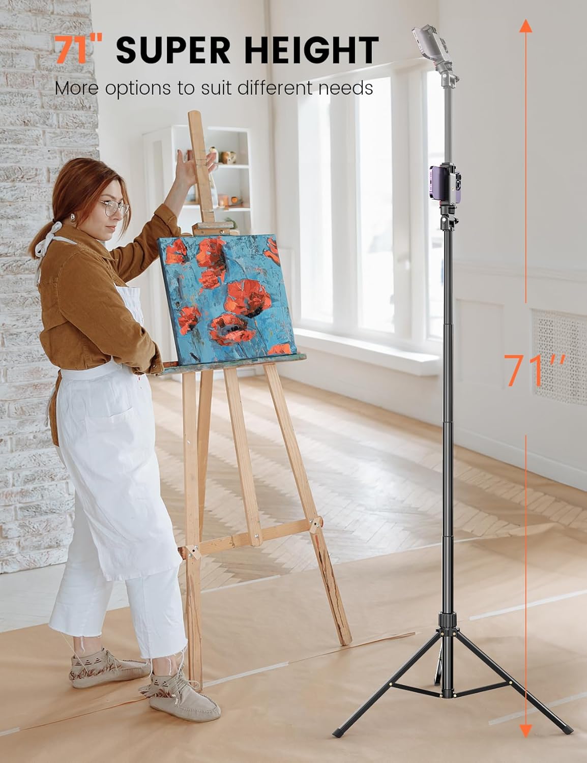Pnitri Extendable Reinforced Phone Tripod Stand - 71" | PNT03