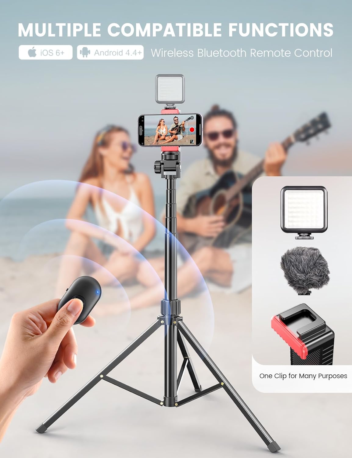 Pnitri Extendable Reinforced Phone Tripod Stand - 71" | PNT03