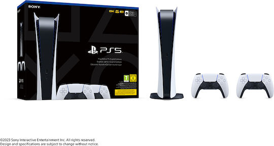 Sony Playstation 5 Console Slim Digital - Two DualSense Controllers Bundle 1TB