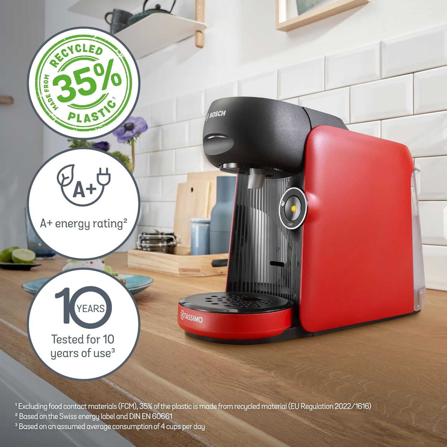 Tassimo by Bosch Finesse Friendly Pod Coffee Machine - Red
