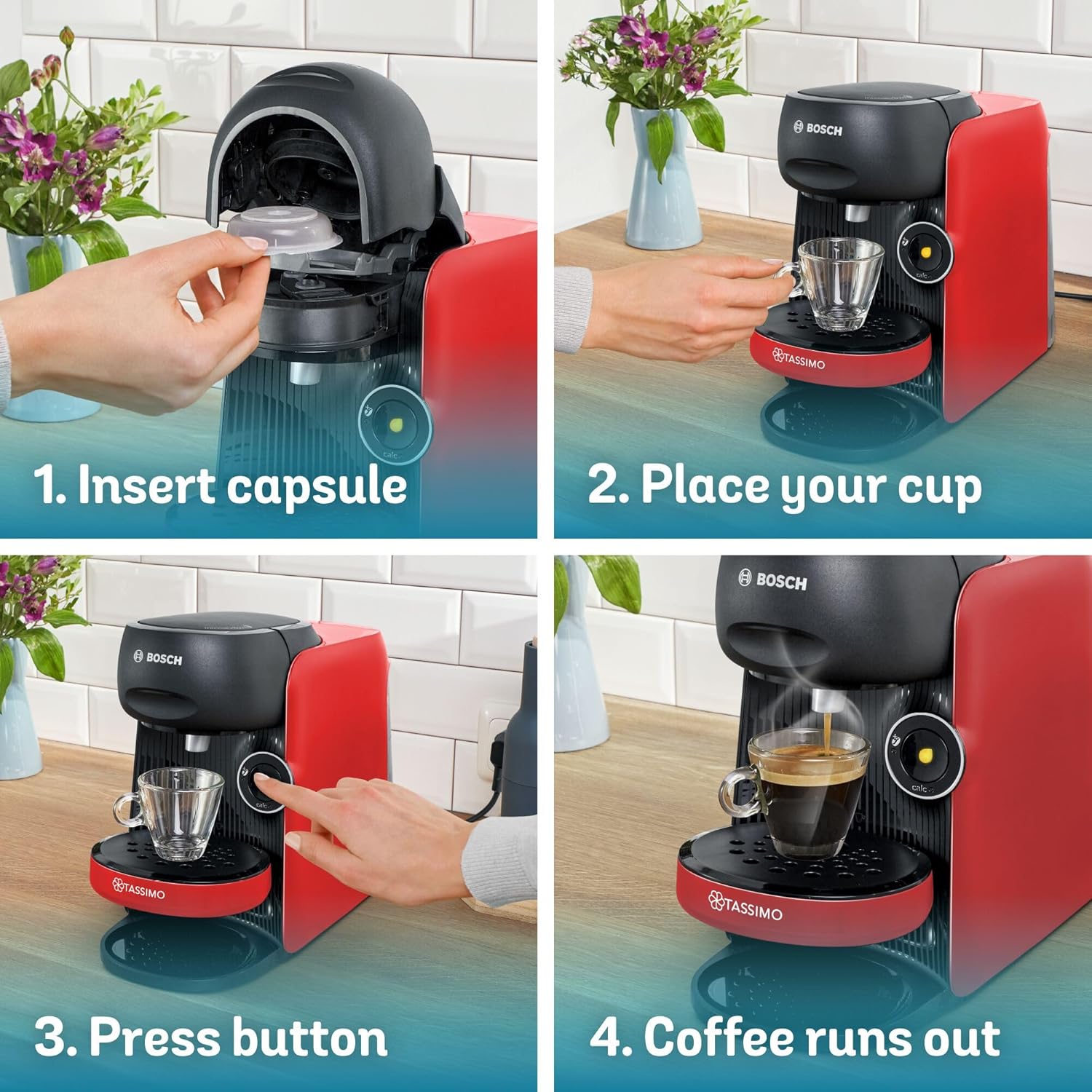 Tassimo by Bosch Finesse Friendly Pod Coffee Machine - Red