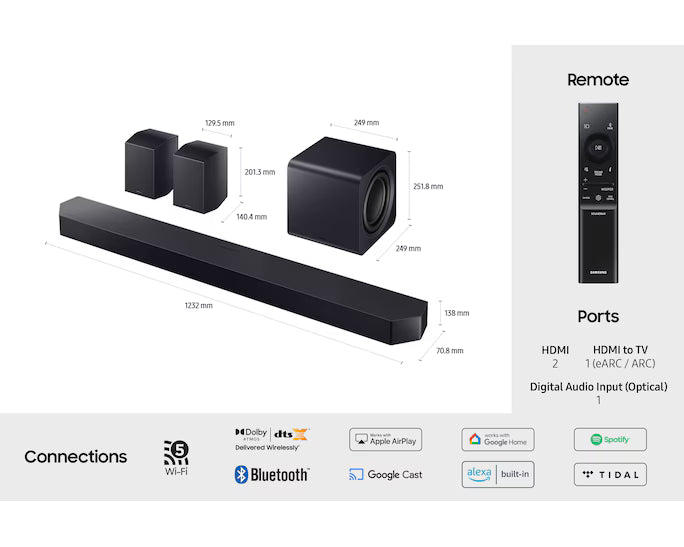 Samsung Q990F Q-Series 11.1.4ch Soundbar with Subwoofer & Rear Speakers (2025)