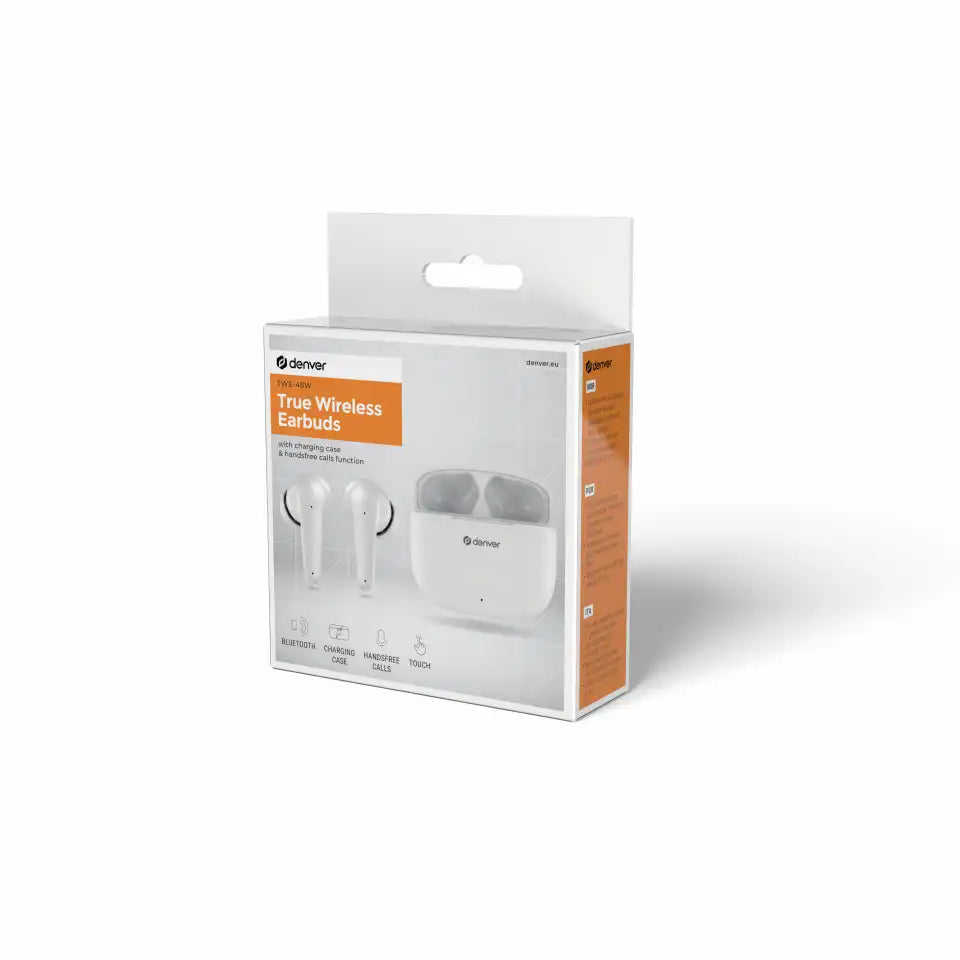 Auriculares inalámbricos Bluetooth Denver True con estuche de carga y función manos libres | TWE-48