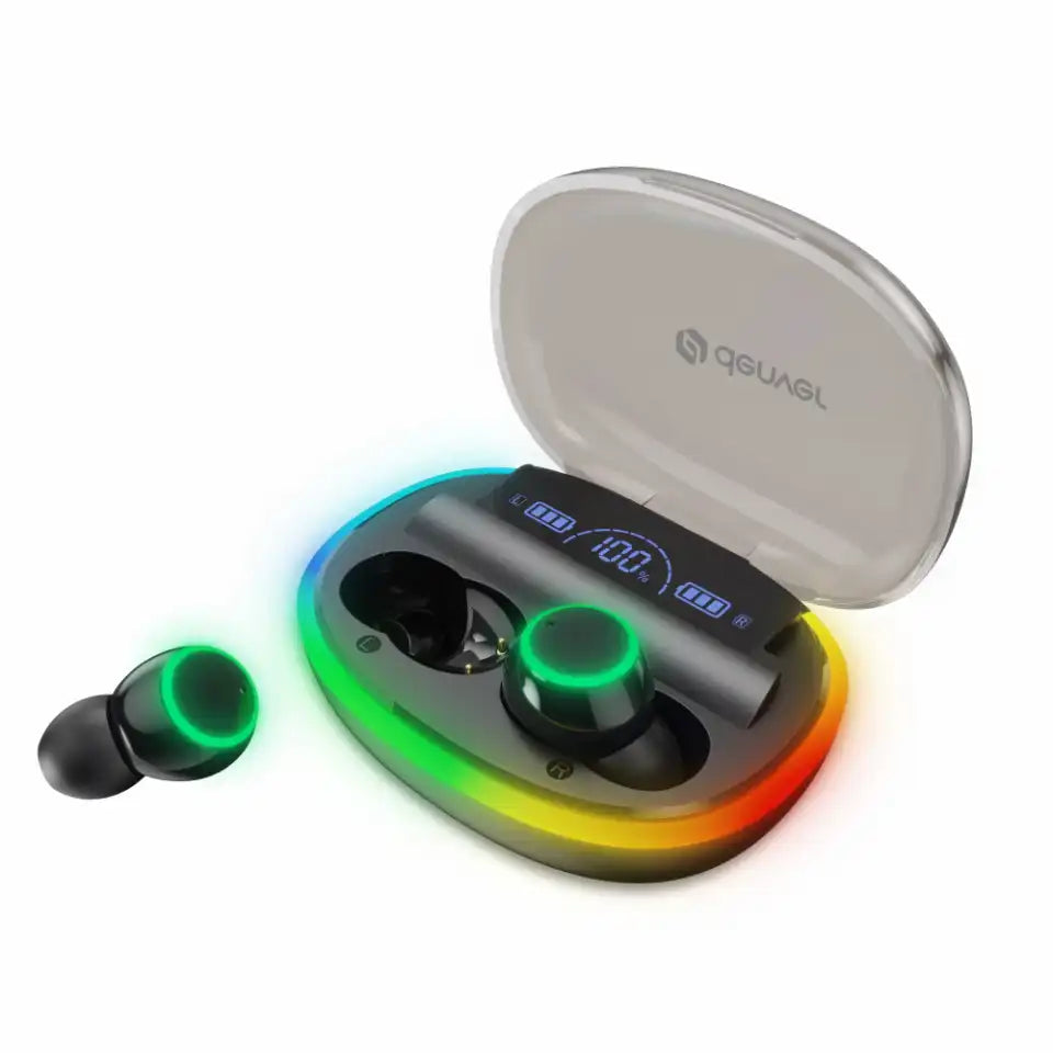 Denver Truely Wireless Bluetooth Earbuds with charging case & handsfree function + light effect Black | TWE-55B