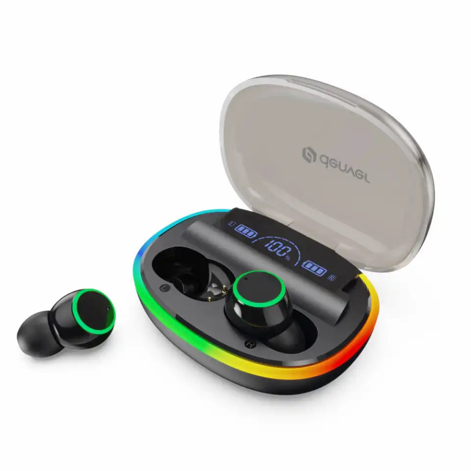Denver Truely Wireless Bluetooth Earbuds with charging case & handsfree function + light effect Black | TWE-55B