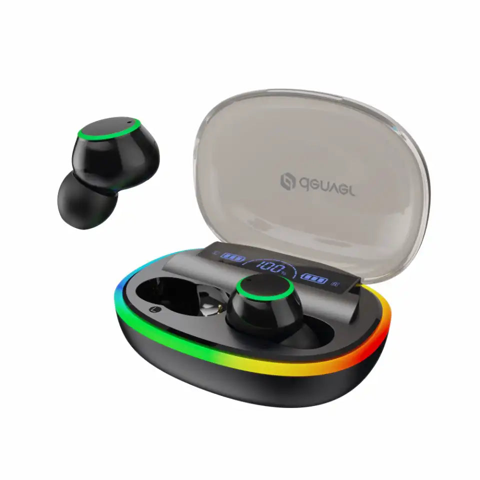 Denver Truely Wireless Bluetooth Earbuds with charging case & handsfree function + light effect Black | TWE-55B