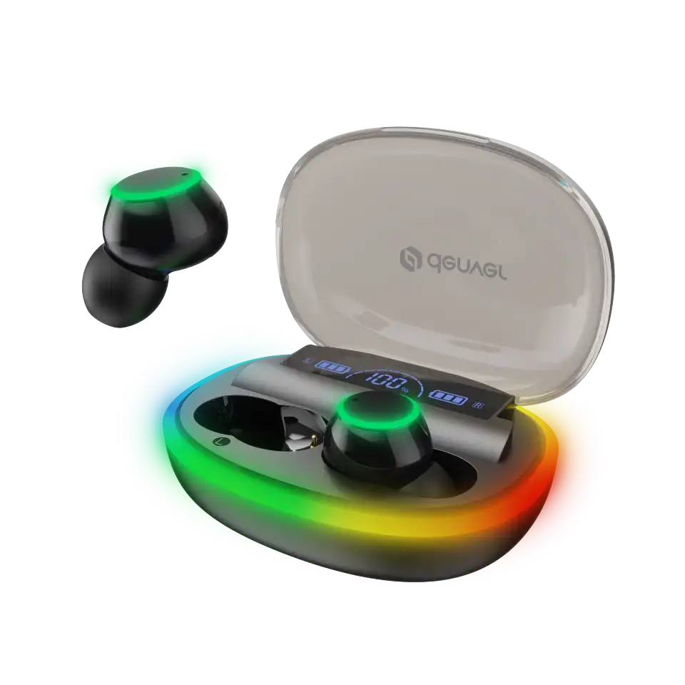 Denver Truely Wireless Bluetooth Earbuds with charging case & handsfree function + light effect Black | TWE-55B