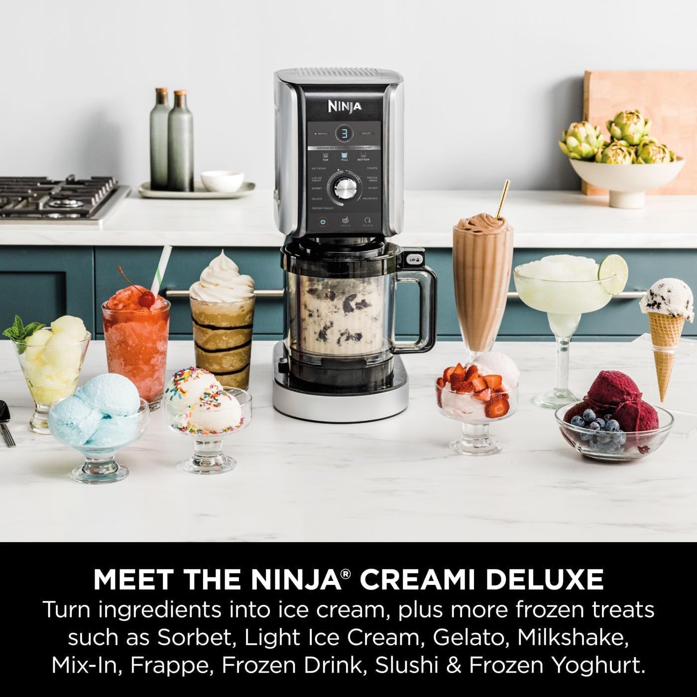 Ninja CREAMi Deluxe 10-in-1 Ice and Ice Drink Machine with 2 Cups | NC502