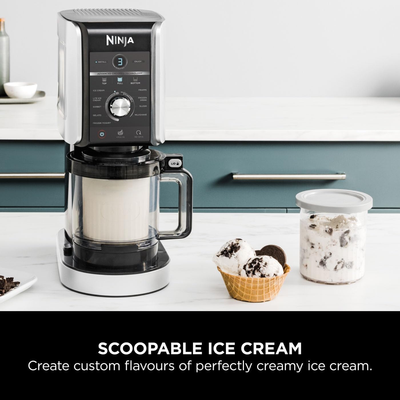 Ninja CREAMi Deluxe 10-in-1 Ice and Ice Drink Machine with 2 Cups | NC502