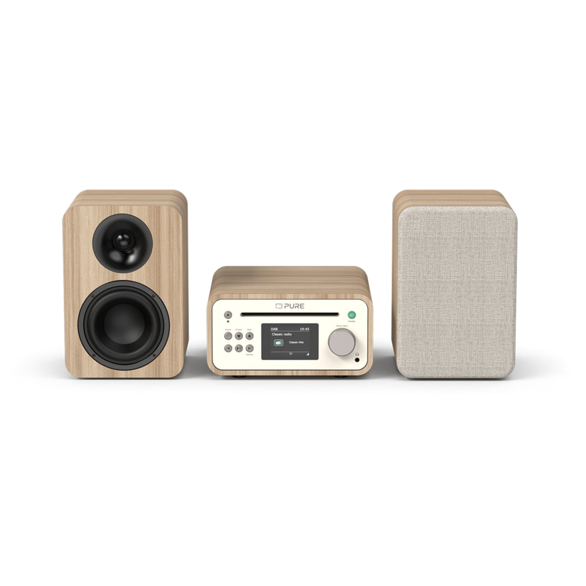 Classic Stereo Mini Stereo System Cotton White/Oak - 254591