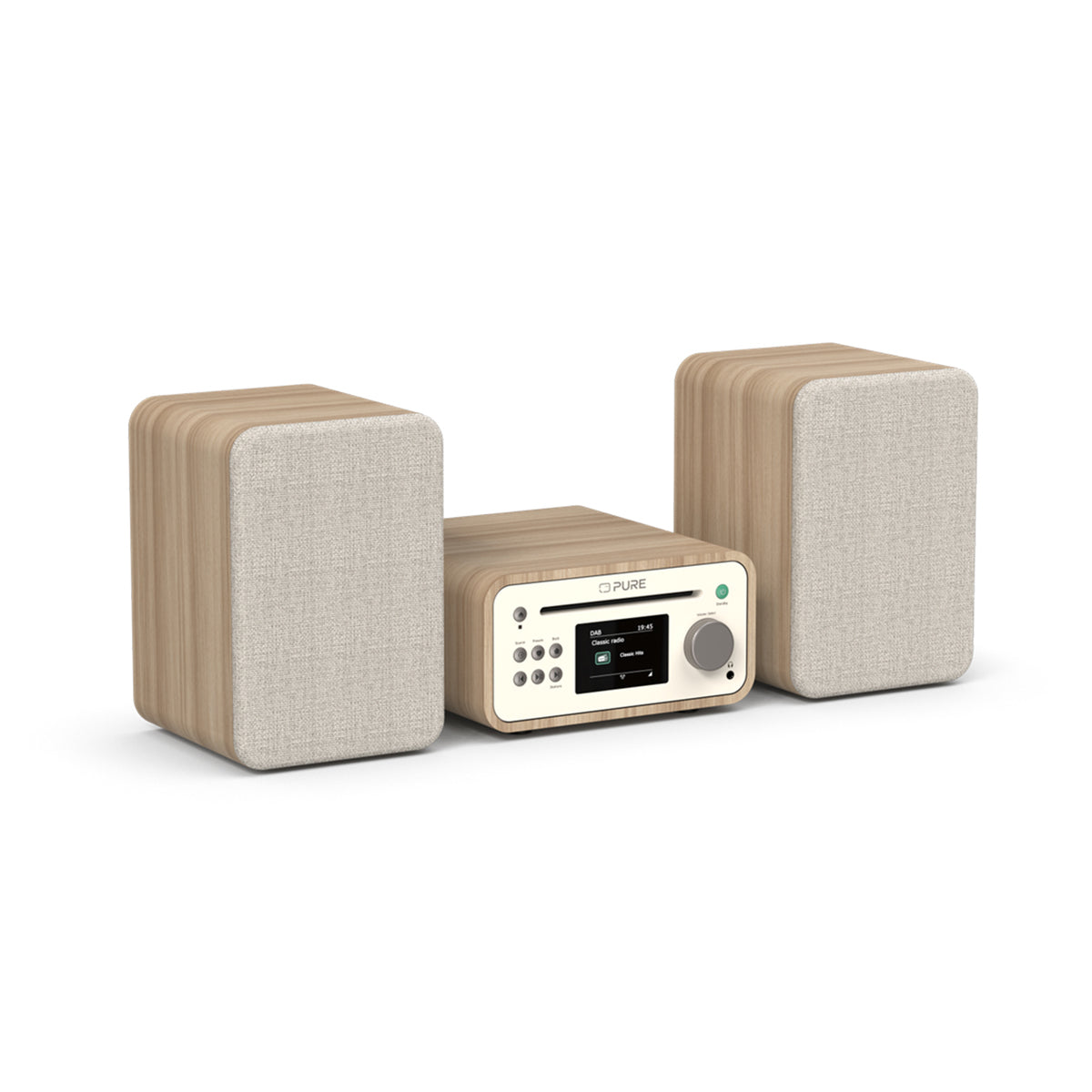 Classic Stereo Mini Stereo System Cotton White/Oak - 254591