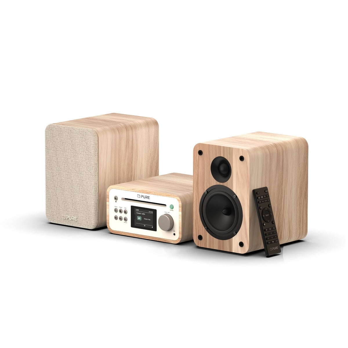 Classic Stereo Mini Stereo System Cotton White/Oak - 254591