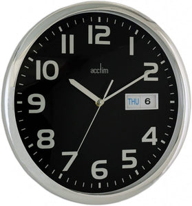 Acctim Supervisor Wall Clock 32cm | Chrome/Black