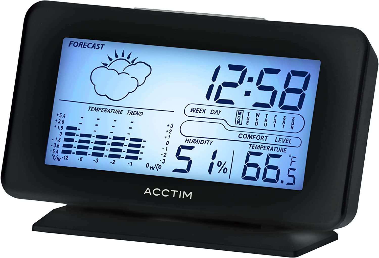 Reloj despertador digital con estación meteorológica LCD Acctim Vega