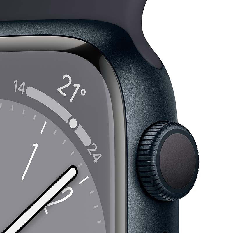 Apple Watch Series 8 GPS de 45 mm con caja de aluminio color medianoche y correa deportiva color medianoche