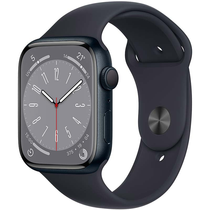 Apple Watch Series 8 GPS de 45 mm con caja de aluminio color medianoche y correa deportiva color medianoche