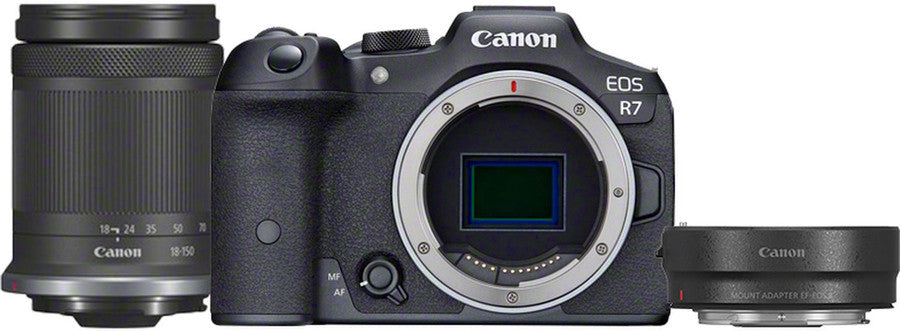 Cámara sin espejo Canon EOS R7 + Objetivo RF-S 18-150 mm f/3,5-6,3 IS STM + Adaptador EOS R 