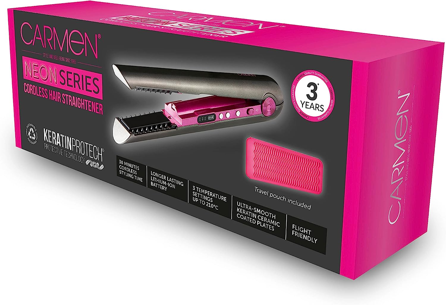 Carmen Neon Cordless Hair Straightener