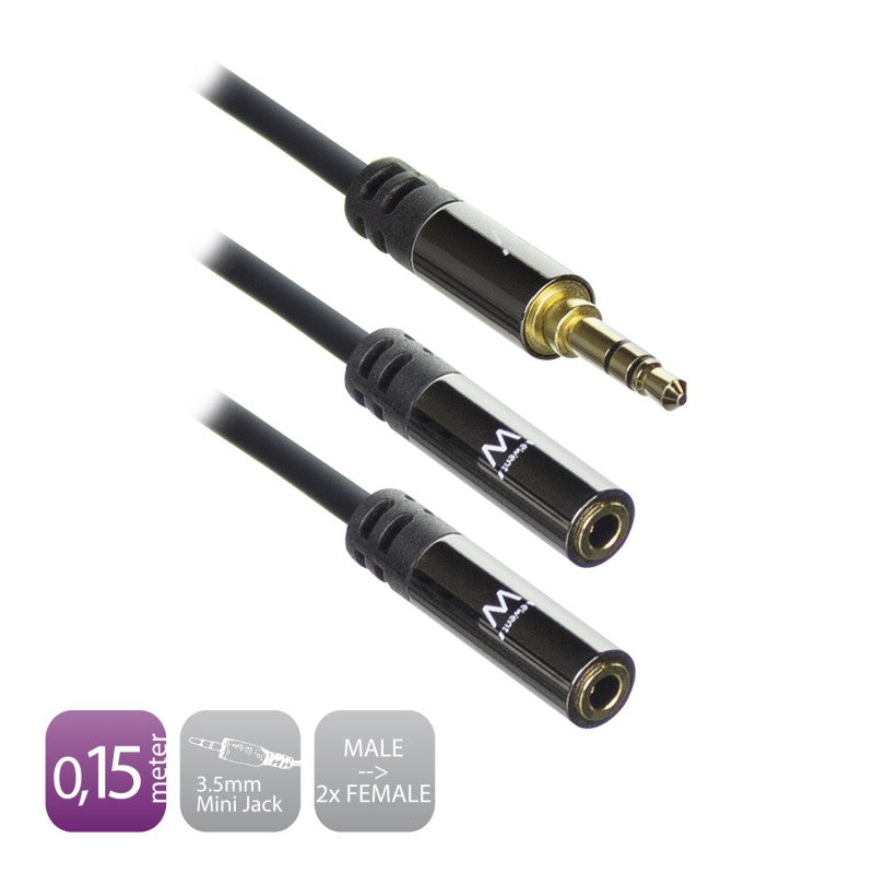 Divisor de audio Ewent de 3,5 mm macho a 2 x 3,5 mm hembra