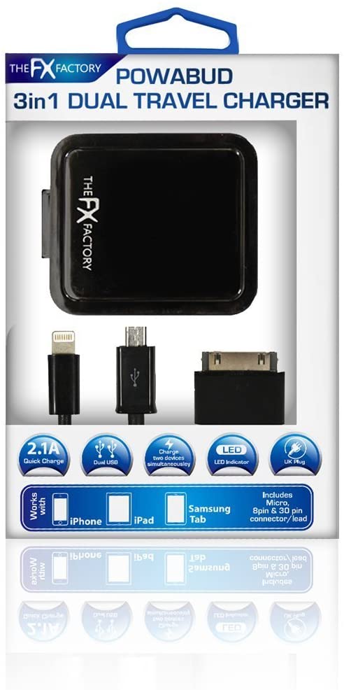 FX 3 IN 1 Dual Travel Charger | Black
