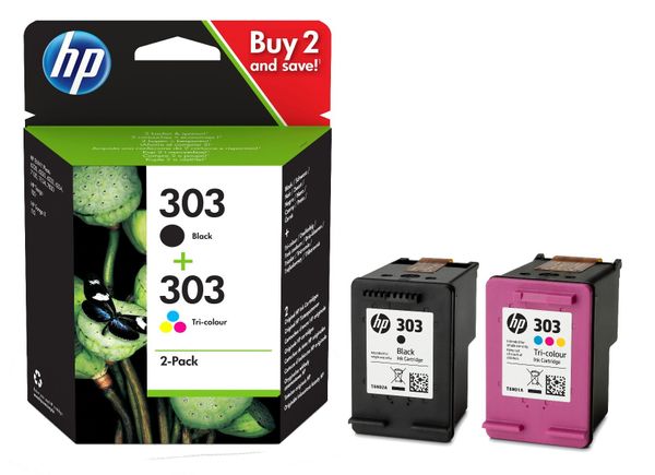 HP 303 2-Pack Black/Tri-color Original Ink Cartridges - 3YM92AE