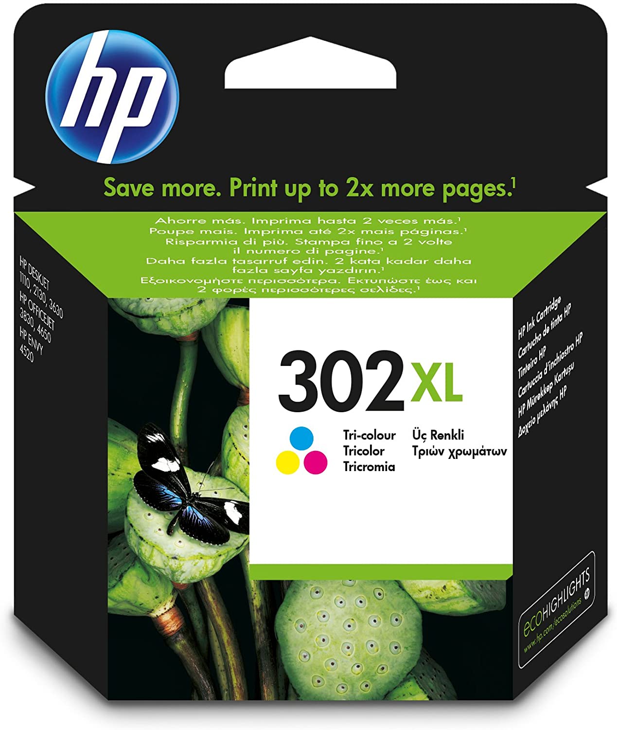 HP 302XL High Yield Original Ink Cartridge | Tri-color - F6U67AE