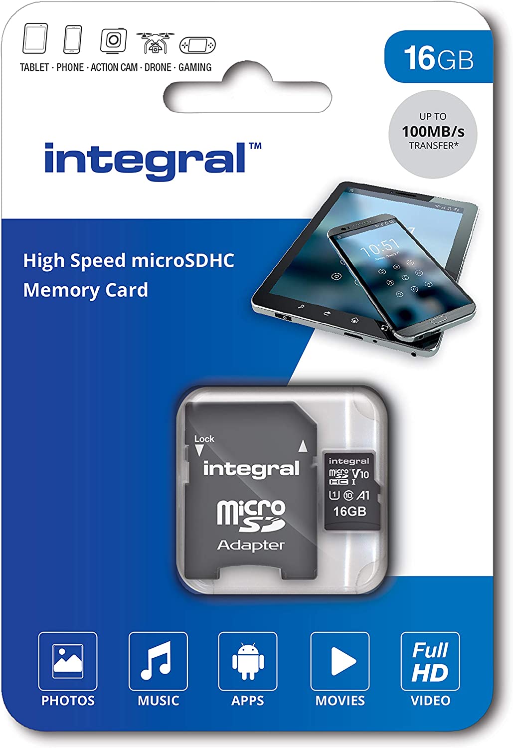 Integral INMSDH32G-100V30 32GB High Speed MICROSDHC/XC V30 UHS-I U3 Memory Card
