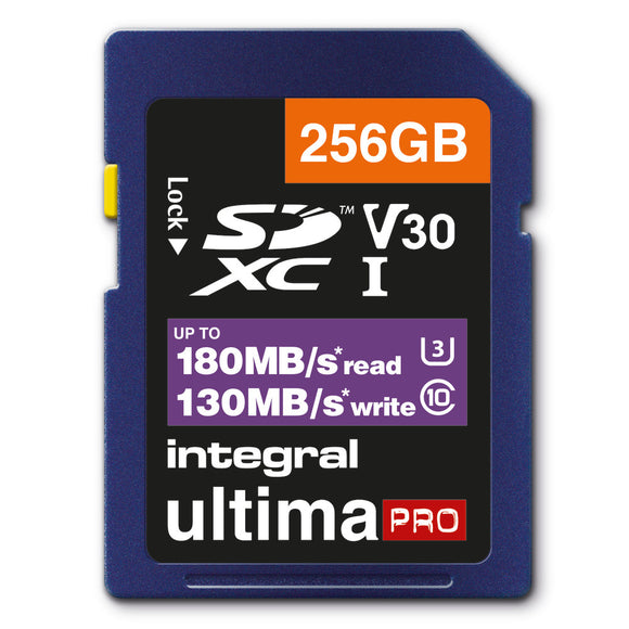 Integral INSDX256G-180V30 PRO High Speed SD CARD 180MB/S SDXC V30 UHS-I U3