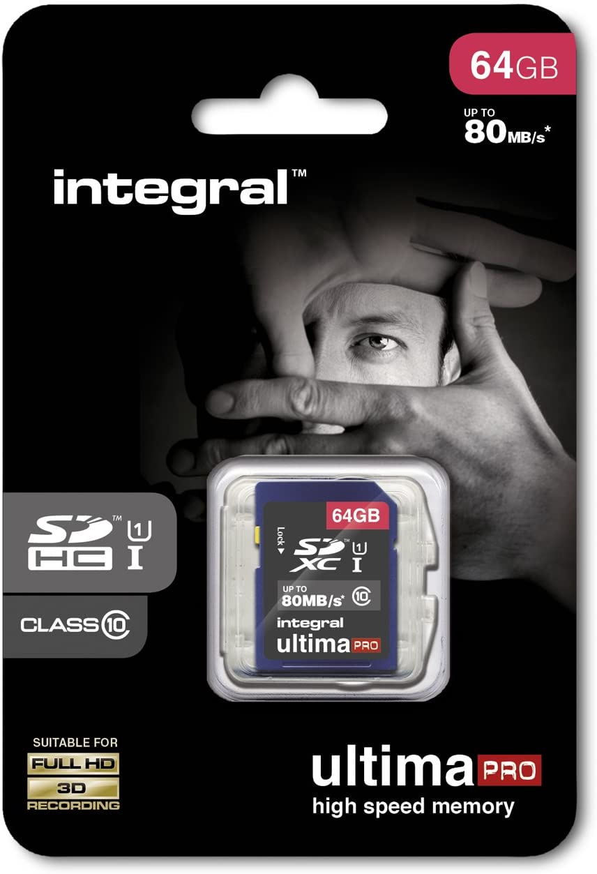 Tarjeta de memoria SDXC clase 10 Integral INSDX64G10-80U1 UltimaPro de 64 GB