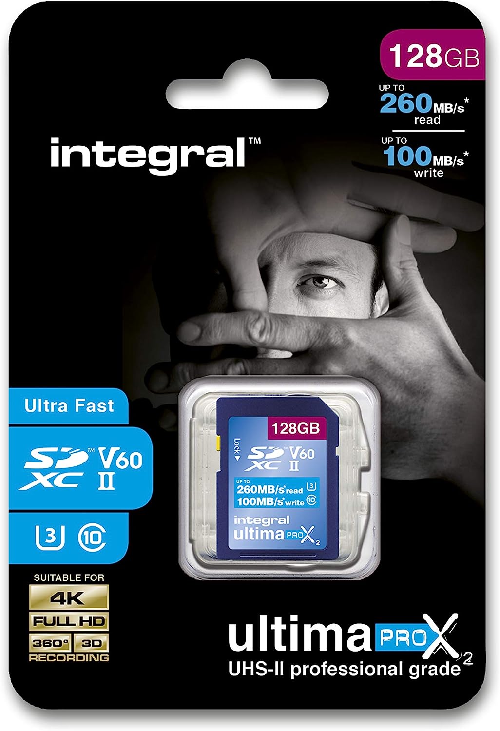 Tarjeta SD Integral ULTIMAPRO UHS-II de 128 GB V60: hasta 260 MB de velocidad de lectura y 100 MB de velocidad de escritura