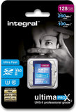 Integral ULTIMAPRO 128GB UHS-II SD Card V60 Up to 260MBs Read, 100MBs Write Speed