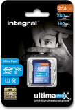 Integral ULTIMAPRO X2 256GB UHS-II V60 Up to 260MBs Read, 100MBs Write Speed SD Card