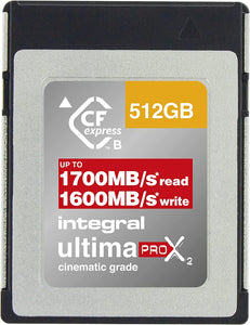 Integral INCFE512G1700/1600 512MB ULTIMAPRO X2 CFEXPRESS Cinematic Type B 2.0 Card