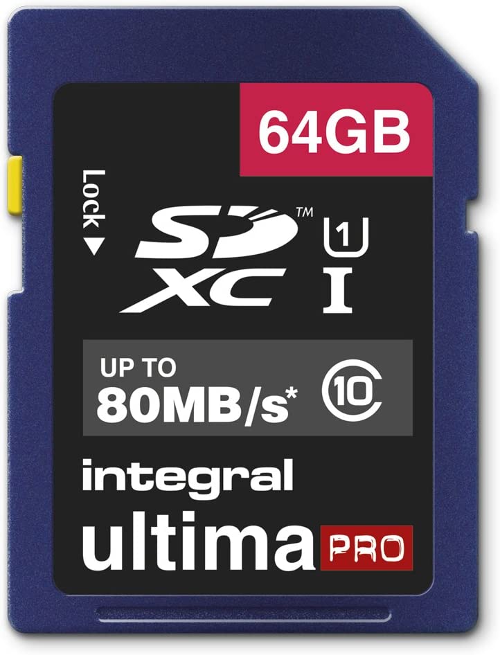 Tarjeta de memoria SDXC clase 10 Integral INSDX64G10-80U1 UltimaPro de 64 GB