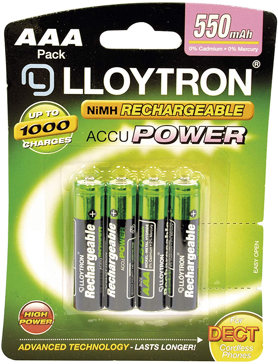 Lloytron NIMH AccuPower Battery AAA 550mAh | 4 Pack