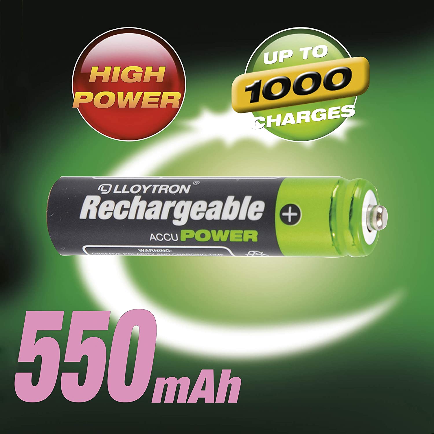 Lloytron NIMH AccuPower Battery AAA 550mAh | 4 Pack